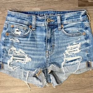 American Eagle Outfitters Women's Ripped Jean Shorts, Size 000